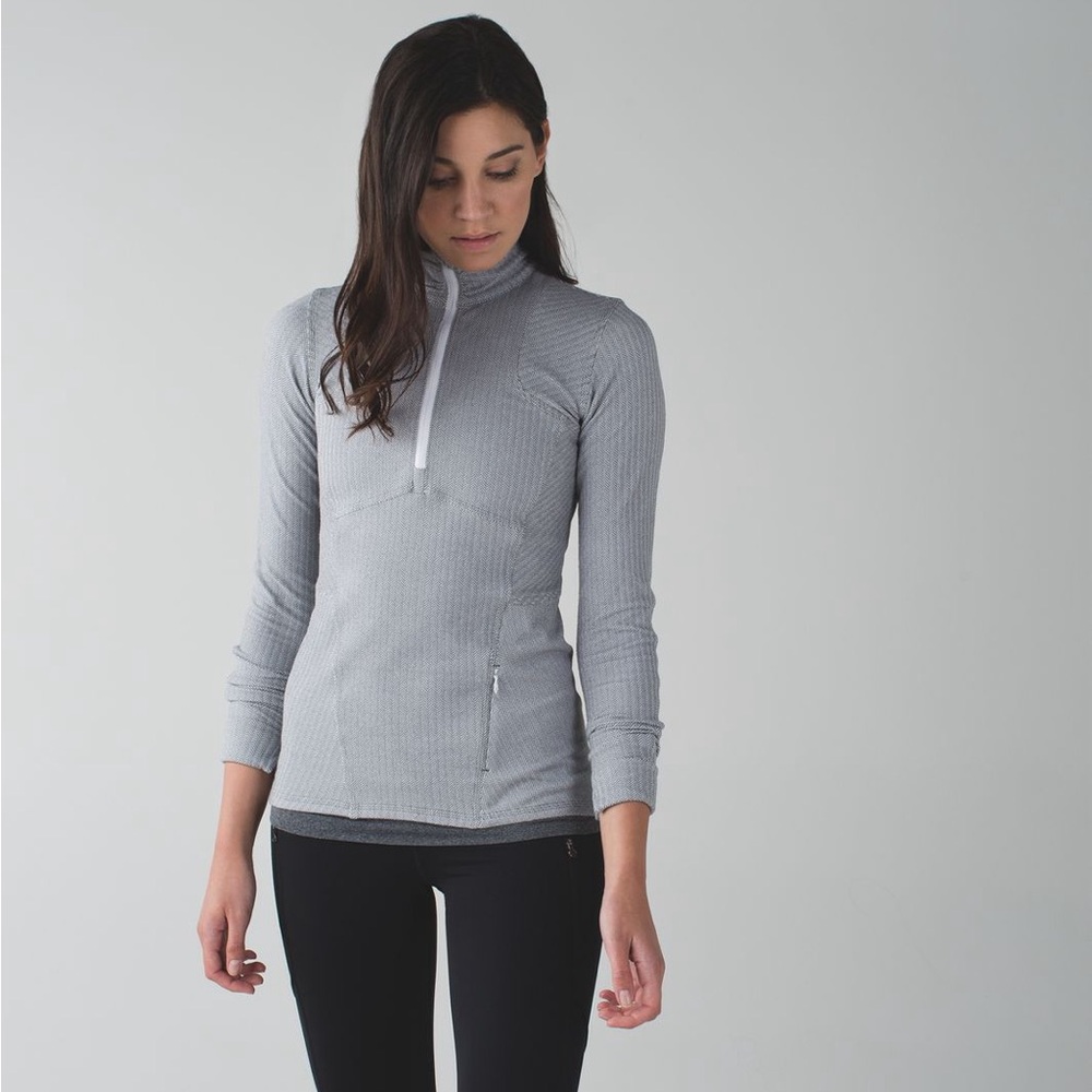 Lululemon Kanto Catch Me 1/2 Zip Size 6 Herringbone Heather White Slate LW3L11S